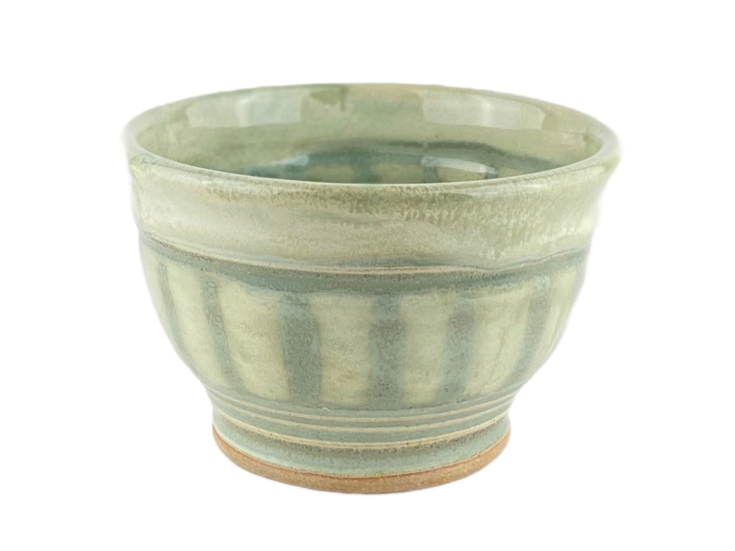 Cereal or Soup Bowls, Pale Yellow Green with Grey Green Accents