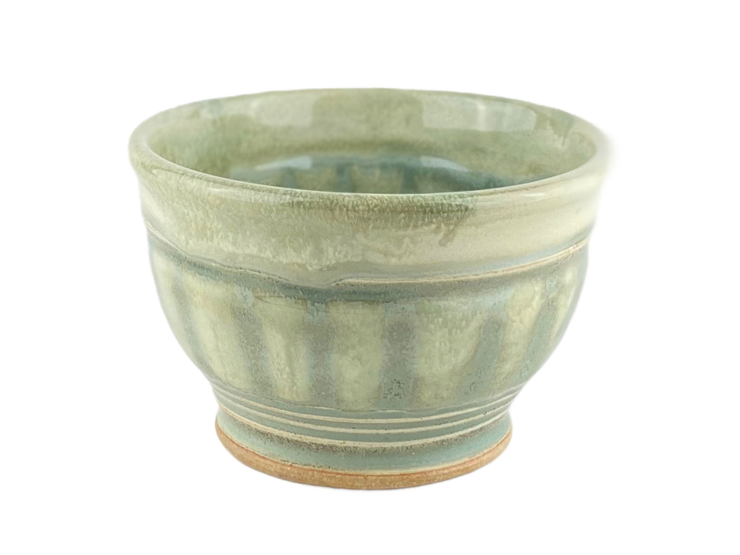 Cereal or Soup Bowls, Pale Yellow Green with Grey Green Accents