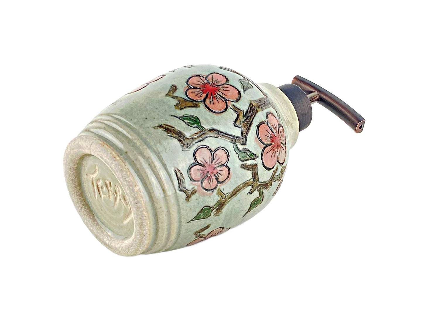 16 oz. Liquid Soap or Lotion Dispenser with Pink Cherry Blossom Design