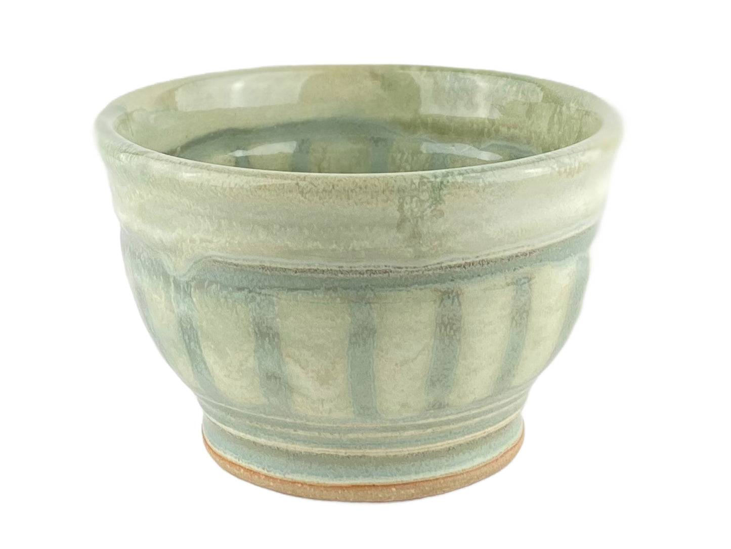 Cereal or Soup Bowls, Pale Yellow Green with Grey Green Accents