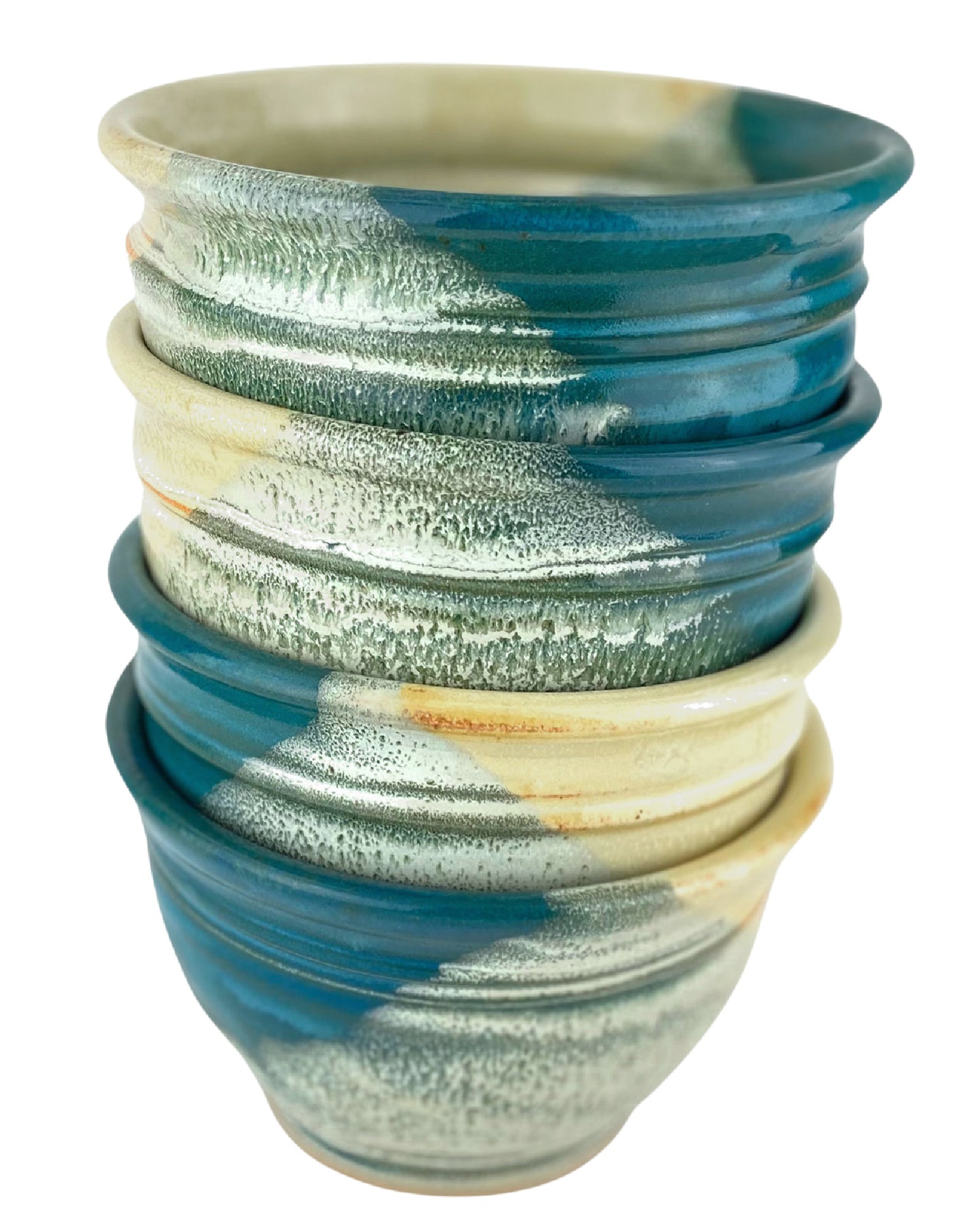 Cereal or Soup Bowls, Turquoise and Yellow