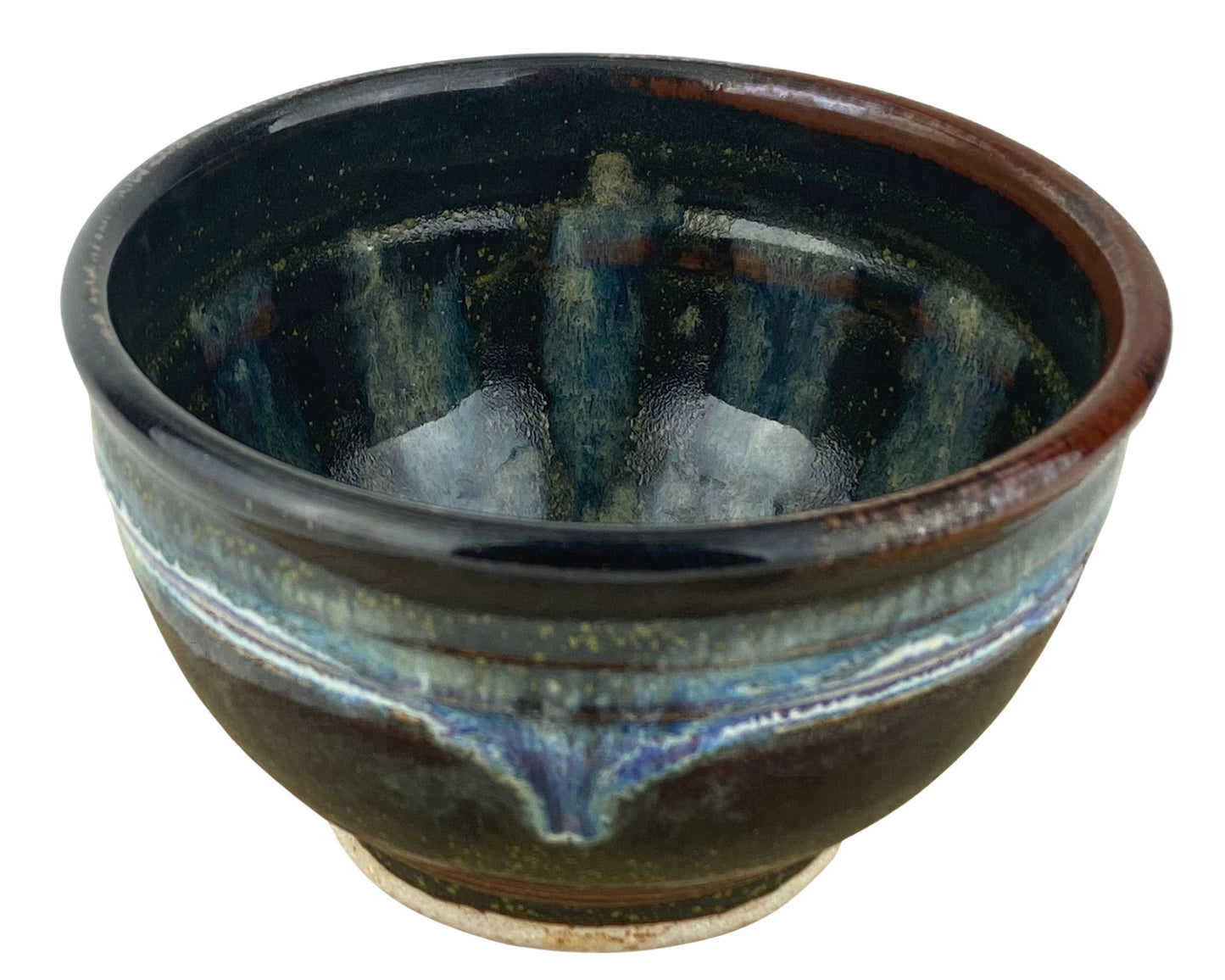 Cereal or Soup Bowls, Rich Brown with Blue Green Accents