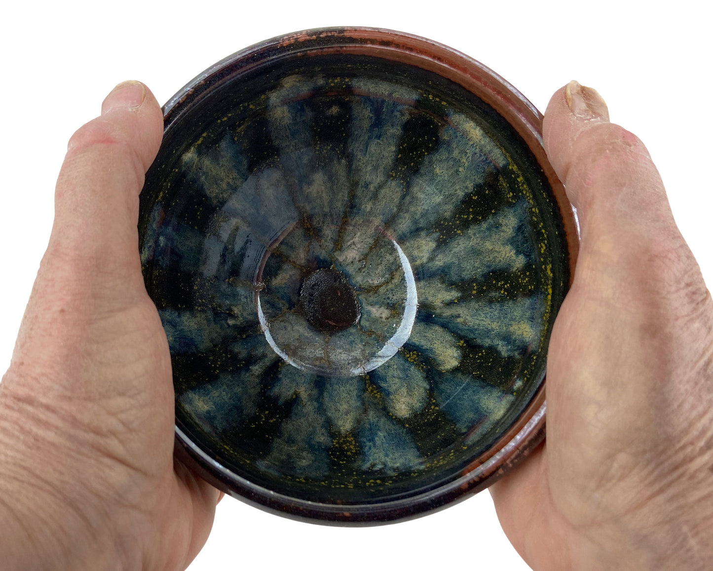 Cereal or Soup Bowls, Rich Brown with Blue Green Accents