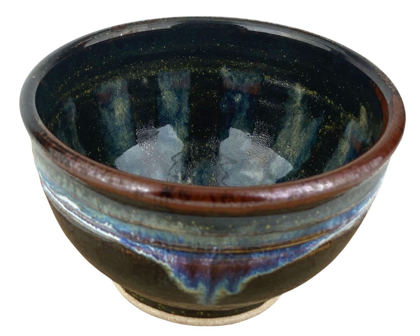 Cereal or Soup Bowls, Rich Brown with Blue Green Accents