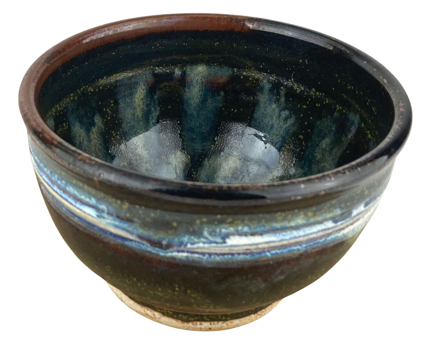 Cereal or Soup Bowls, Rich Brown with Blue Green Accents