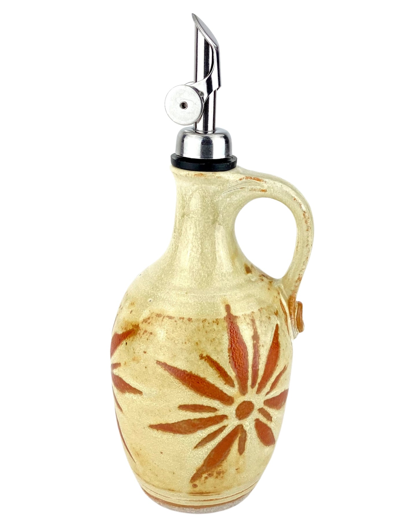 12 oz. Olive Oil Bottle, Yellow with Terracotta Sunburst