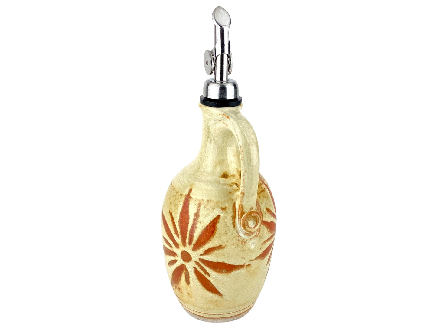 12 oz. Olive Oil Bottle, Yellow with Terracotta Sunburst