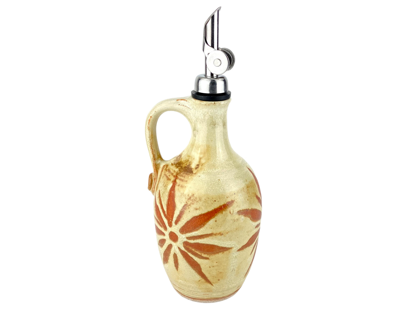12 oz. Olive Oil Bottle, Yellow with Terracotta Sunburst