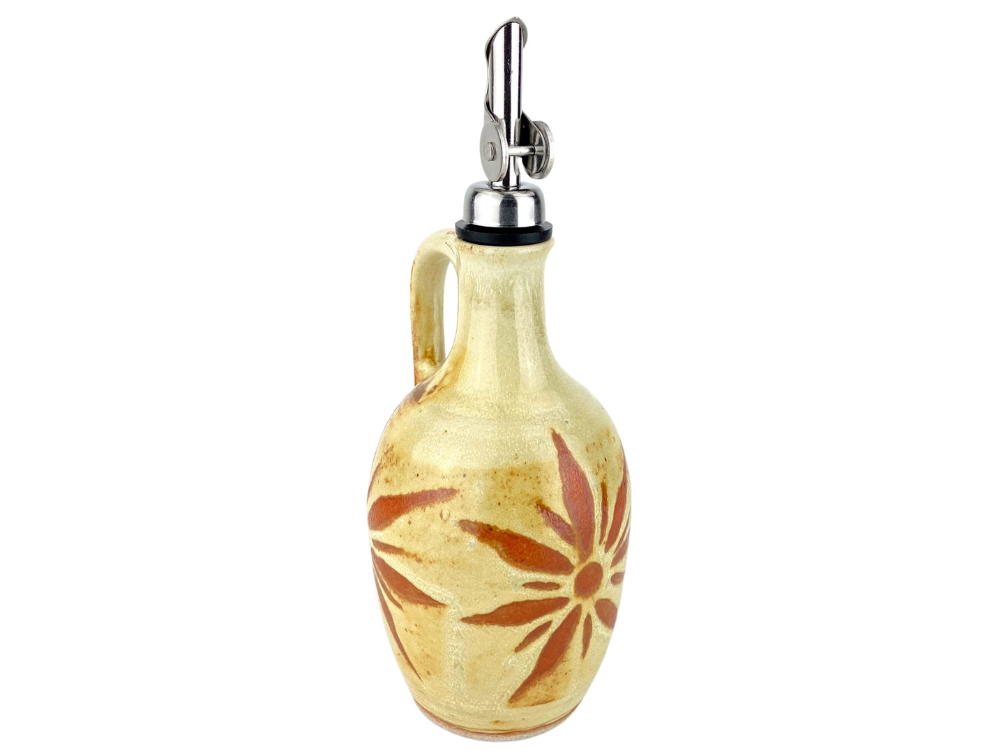 12 oz. Olive Oil Bottle, Yellow with Terracotta Sunburst