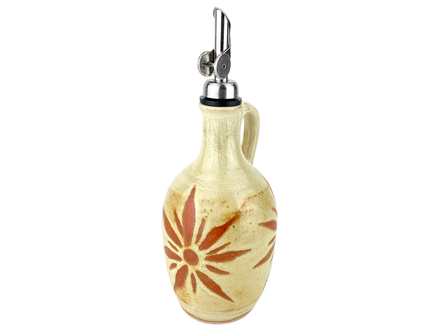 12 oz. Olive Oil Bottle, Yellow with Terracotta Sunburst
