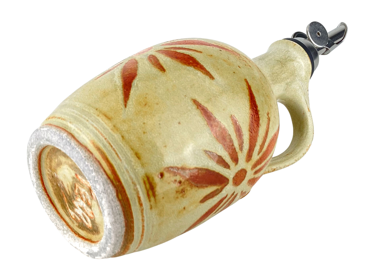 12 oz. Olive Oil Bottle, Yellow with Terracotta Sunburst