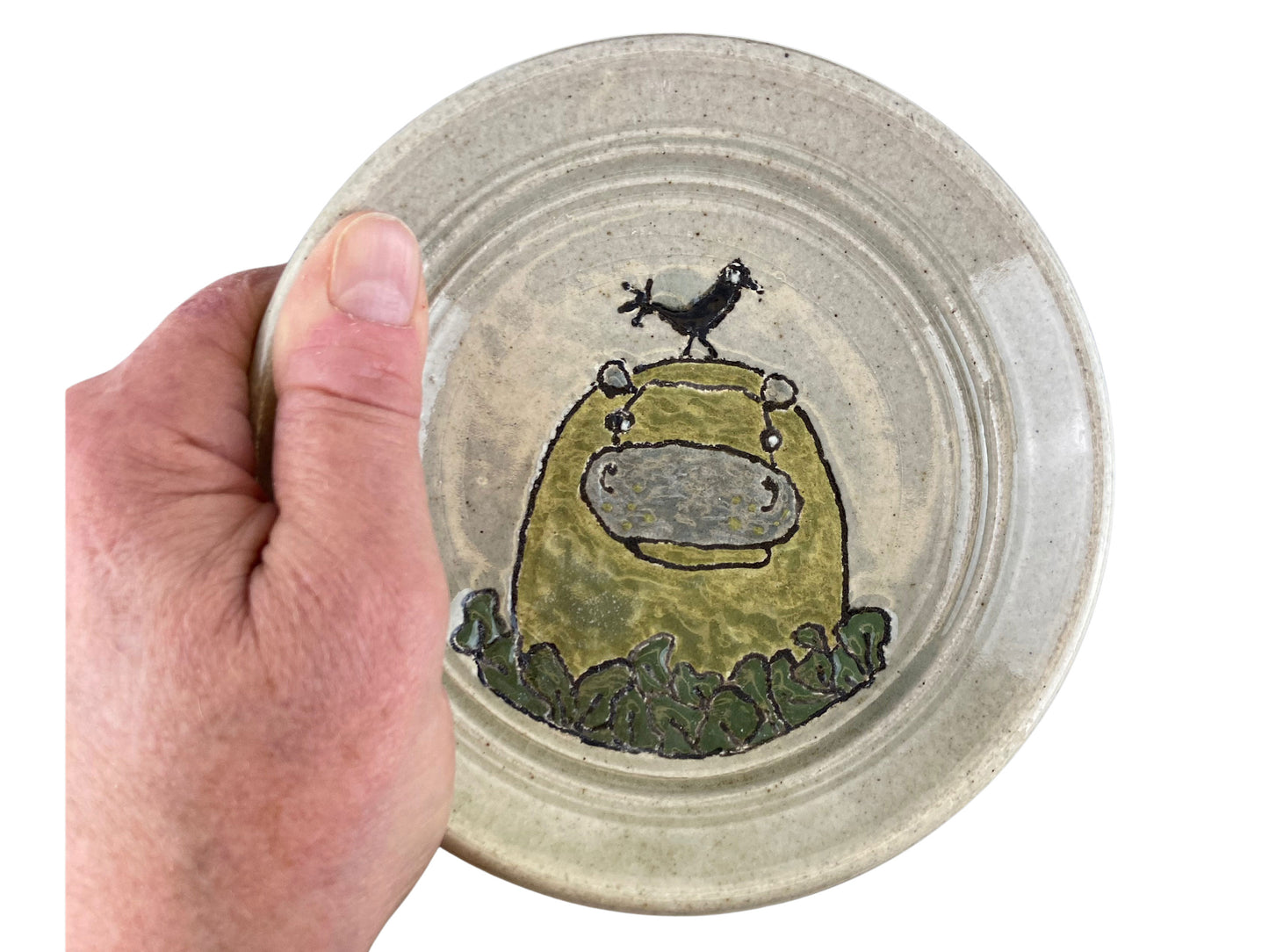 Hippo Plate- Rustic Celadon