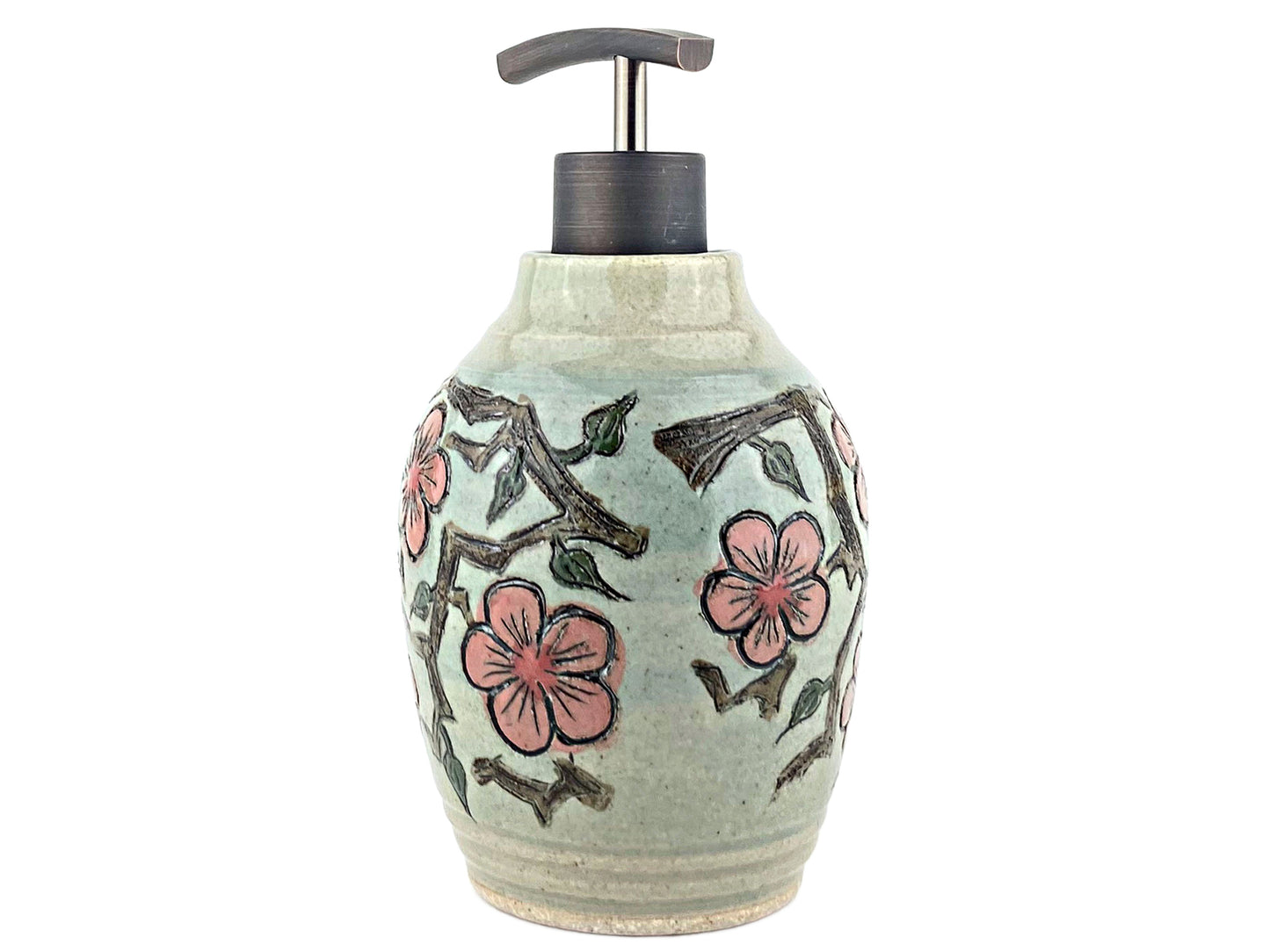 16 oz. Liquid Soap or Lotion Dispenser with Pink Cherry Blossom Design