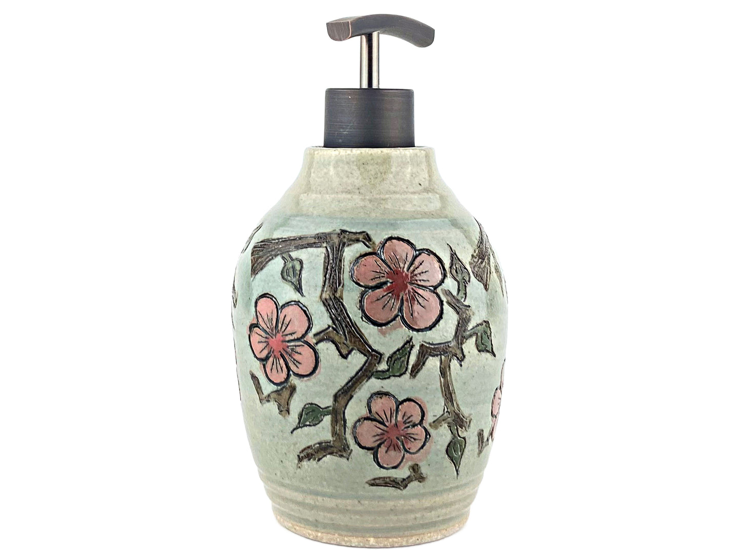 16 oz. Liquid Soap or Lotion Dispenser with Pink Cherry Blossom Design