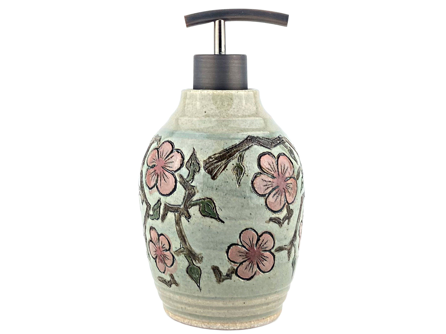 16 oz. Liquid Soap or Lotion Dispenser with Pink Cherry Blossom Design