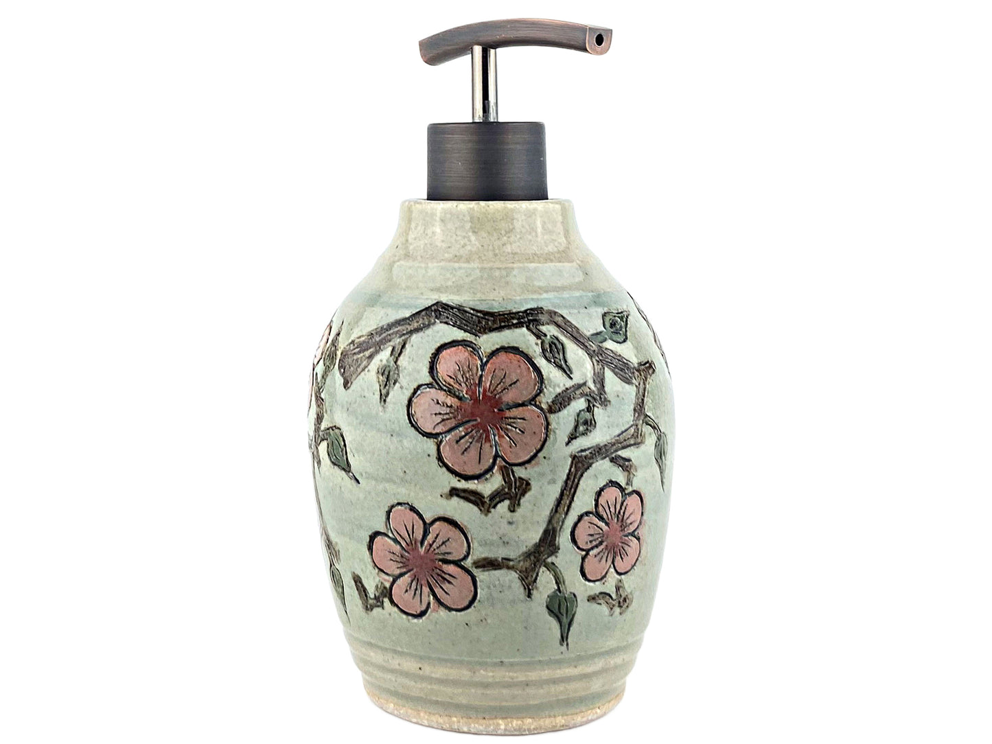 16 oz. Liquid Soap or Lotion Dispenser with Pink Cherry Blossom Design