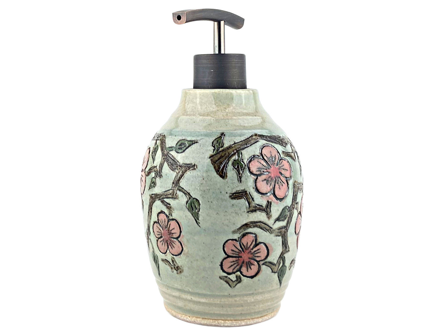 16 oz. Liquid Soap or Lotion Dispenser with Pink Cherry Blossom Design