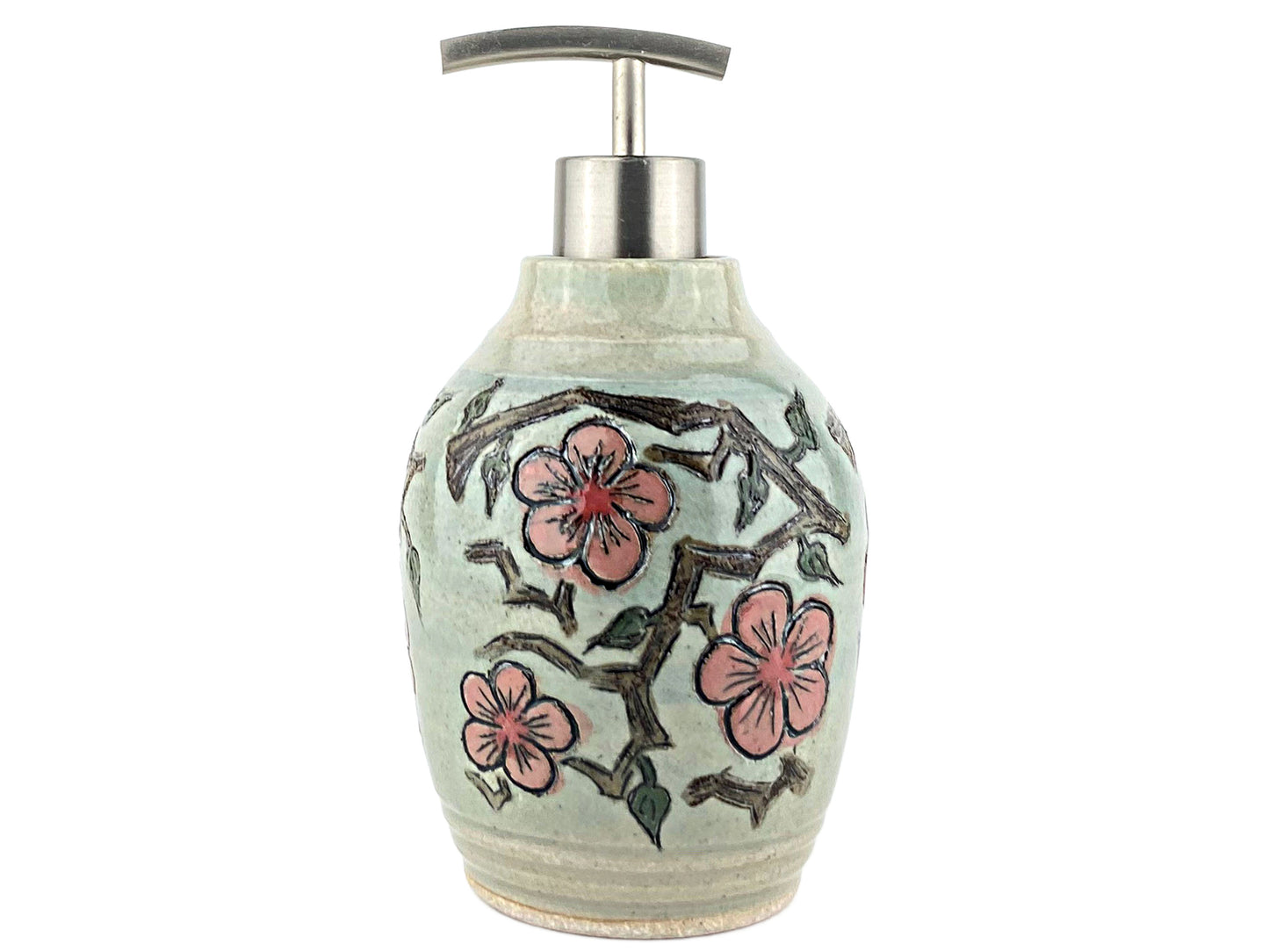 16 oz. Liquid Soap or Lotion Dispenser with Pink Cherry Blossom Design