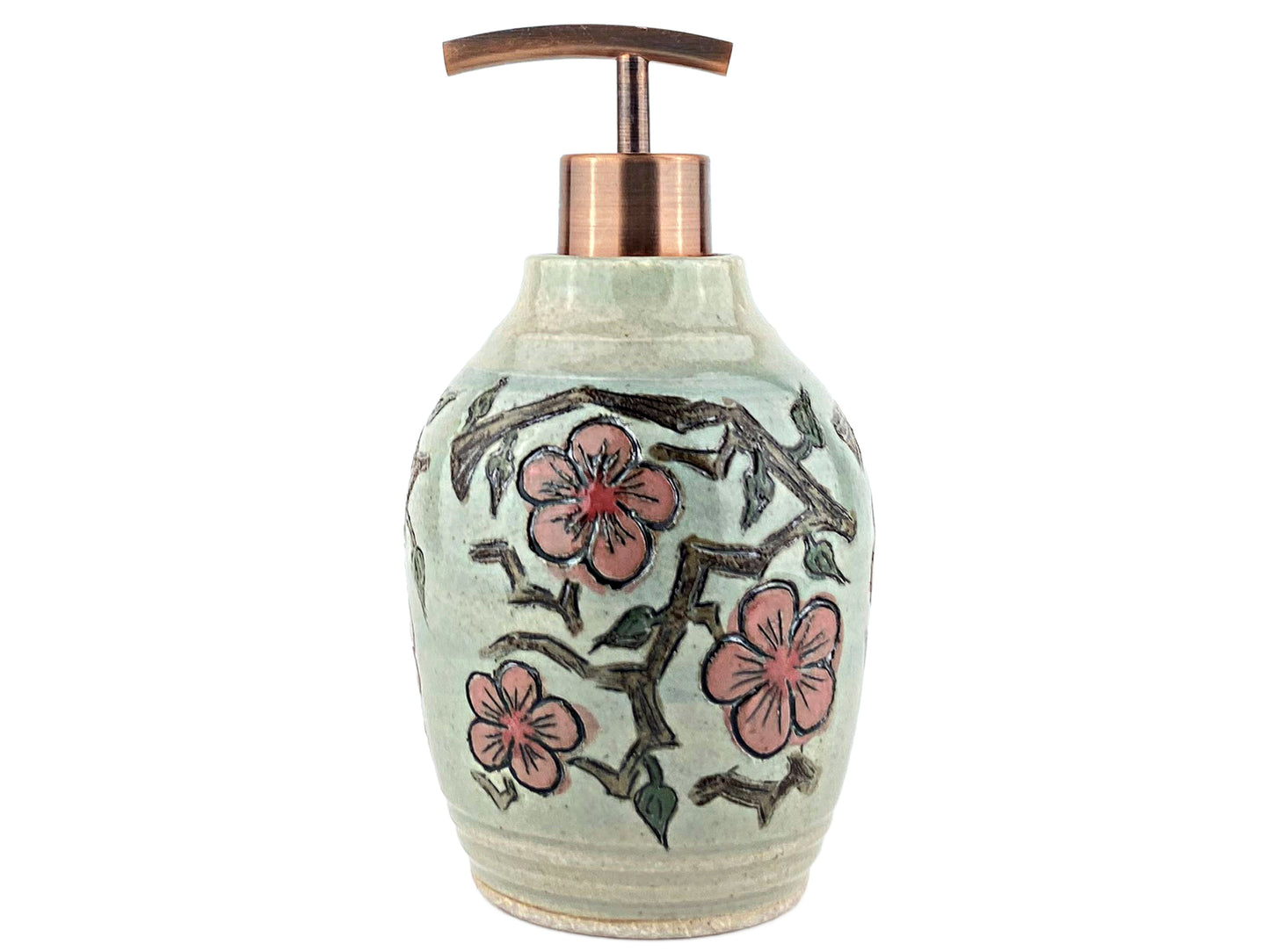 16 oz. Liquid Soap or Lotion Dispenser with Pink Cherry Blossom Design