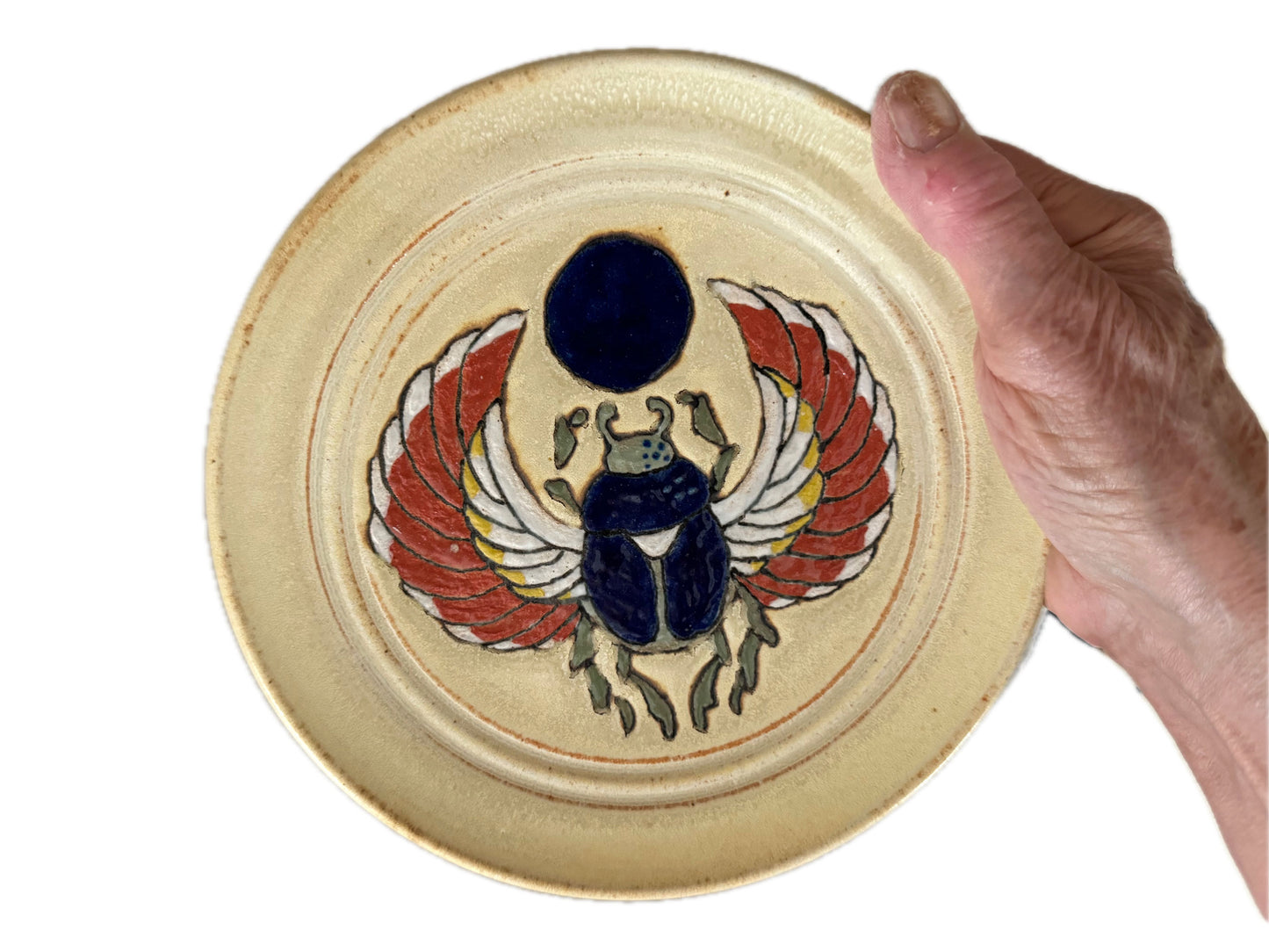 Winged Scarab Stoneware Plate