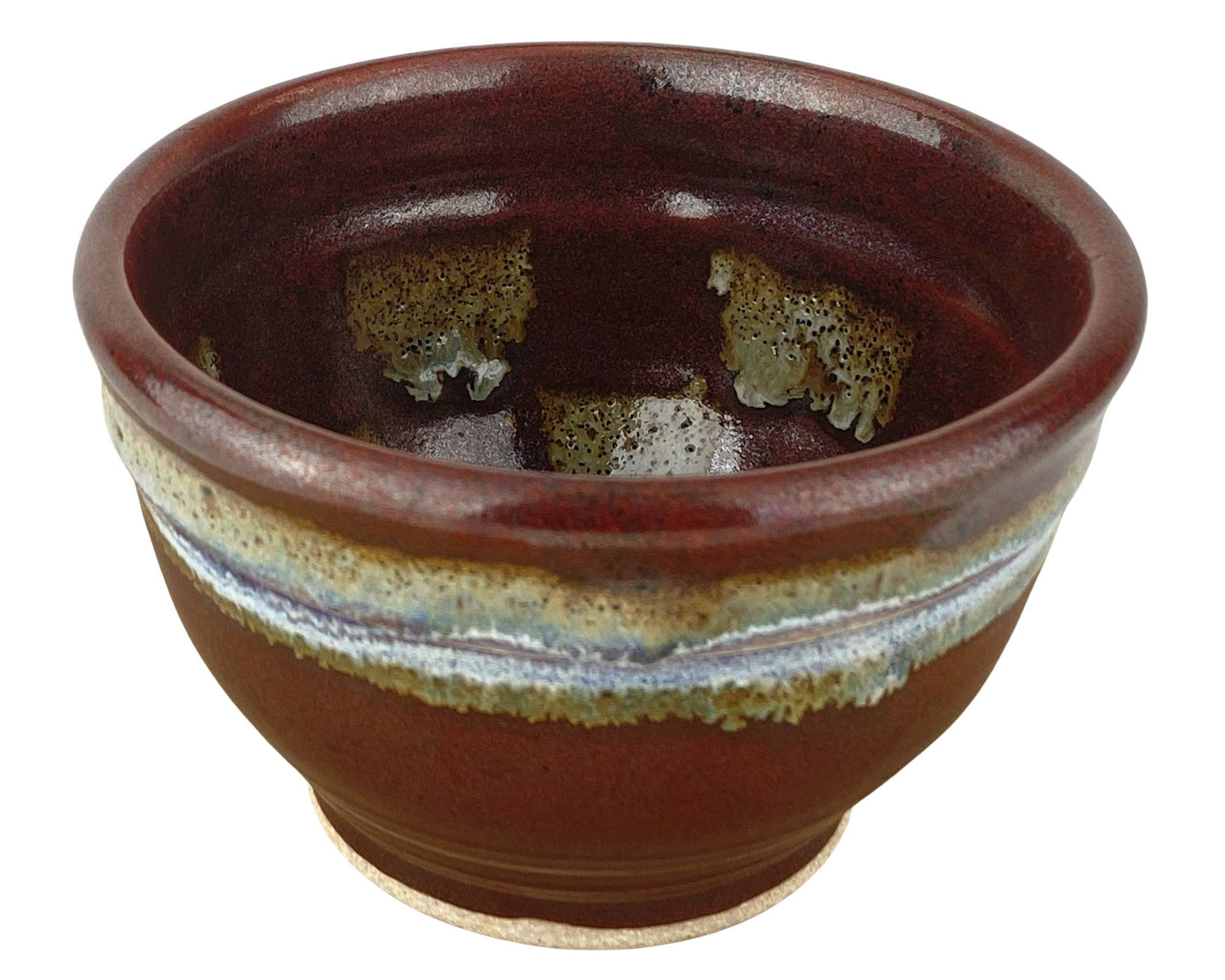 Cereal or Soup Bowls, Brick Red with Golden Accents
