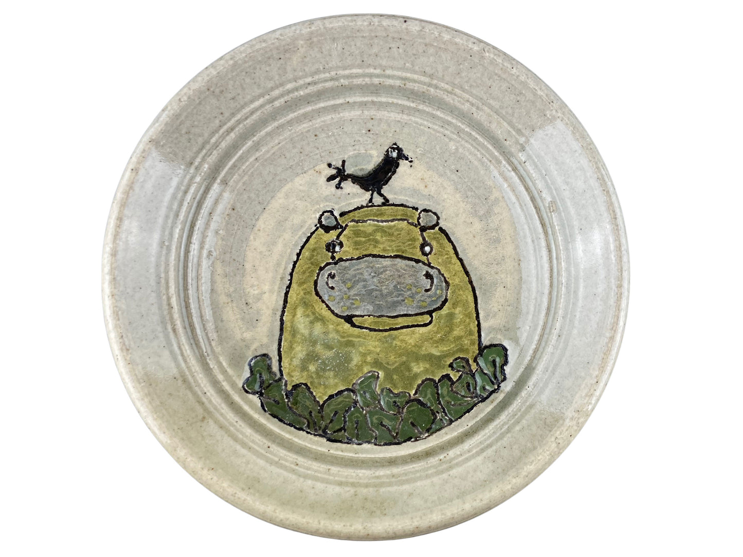 Hippo Plate- Rustic Celadon