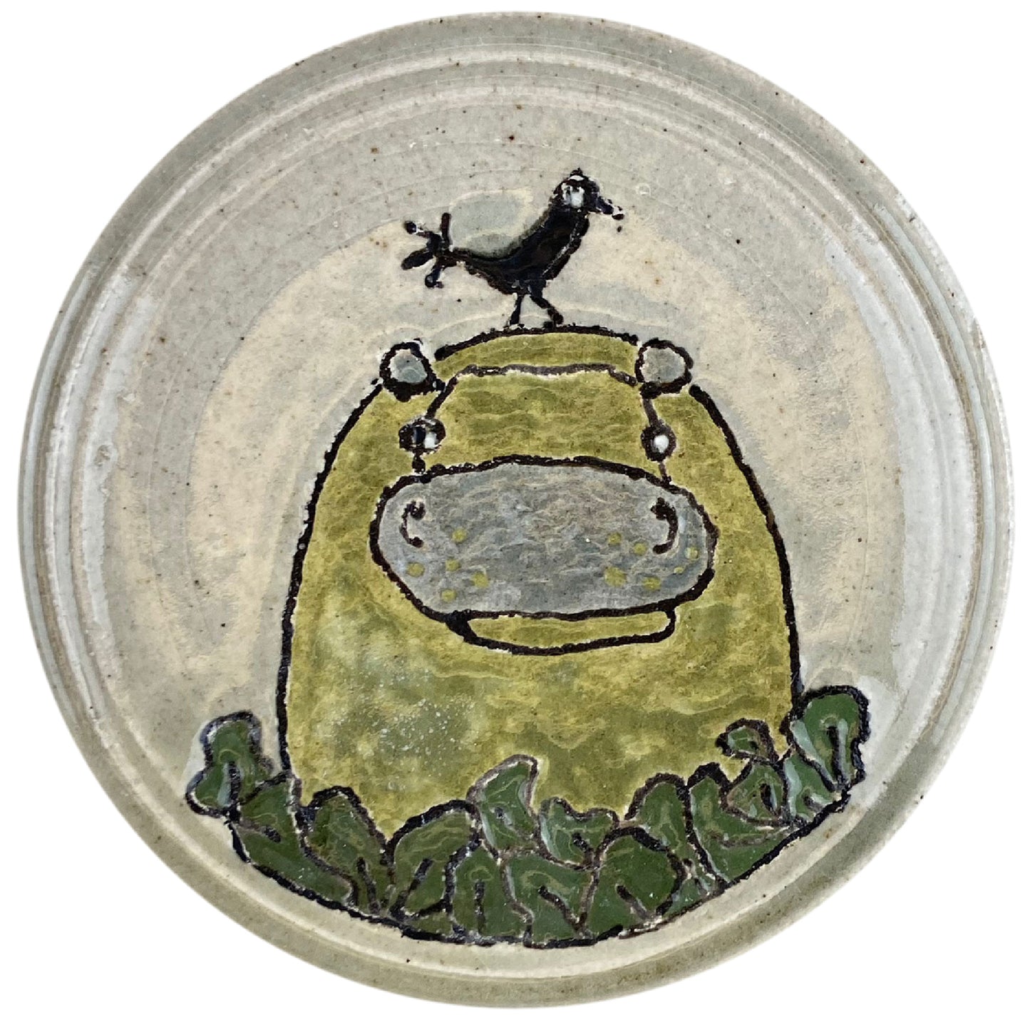 Hippo Plate- Rustic Celadon