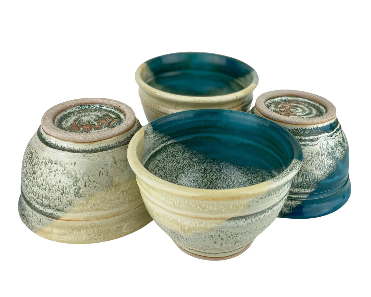 Cereal or Soup Bowls, Turquoise and Yellow