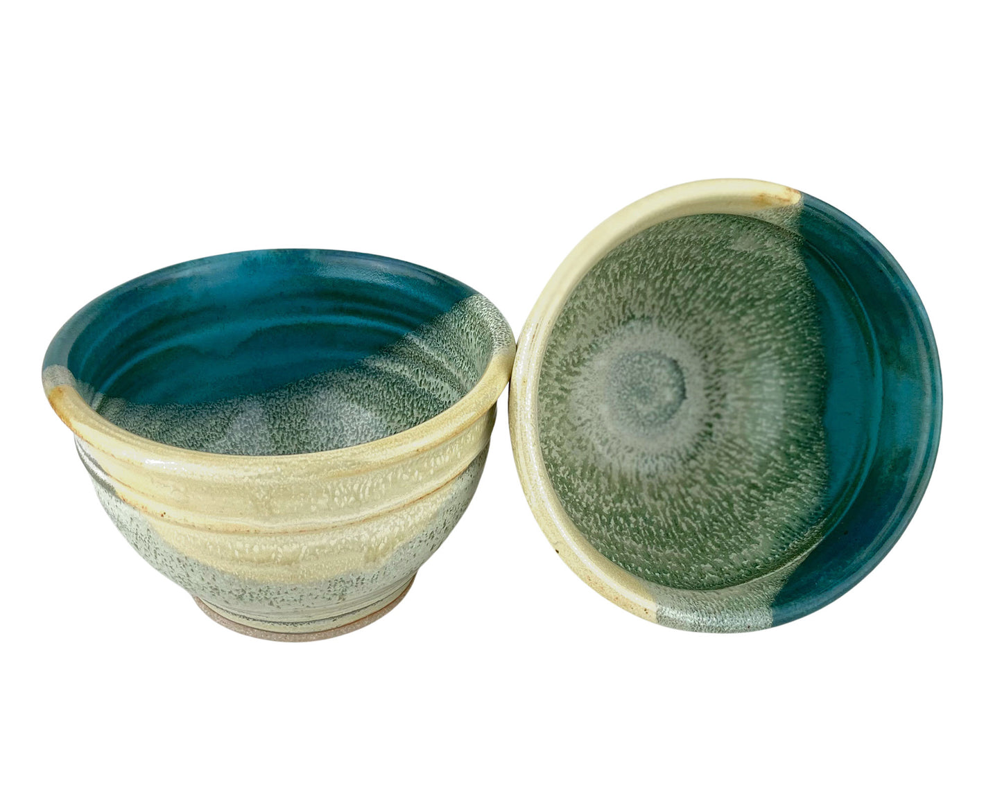 Cereal or Soup Bowls, Turquoise and Yellow